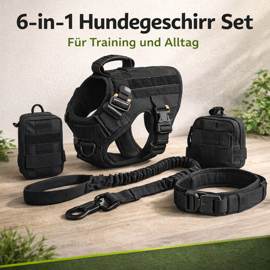 6 in 1 Komplettes Militär Hundegeschirr und Leinen-Set für Training und Spaziergänge