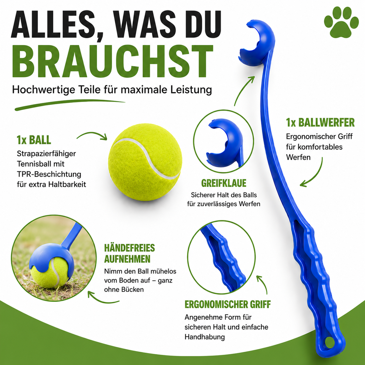 Freihändiger Ballwerfer für aktive Hunde