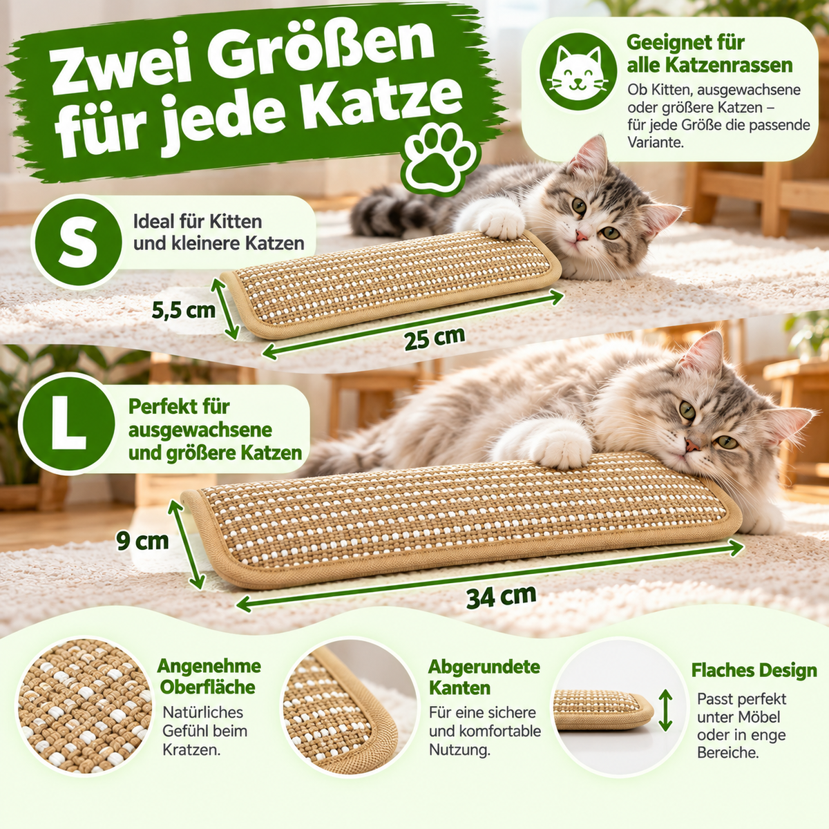 Kratzkissen für Katzen mit Catnip langlebig und robust