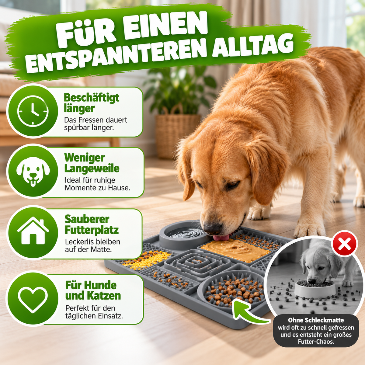 Beruhigende Silikon Schleckmatte für Hunde & Katzen