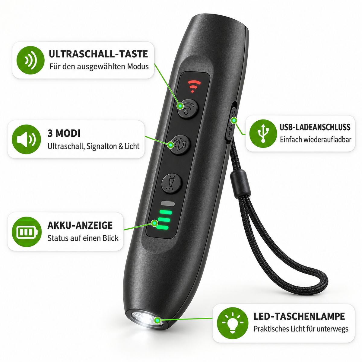 Ultraschall Bellstopper mit 3 Modi & UV-LED