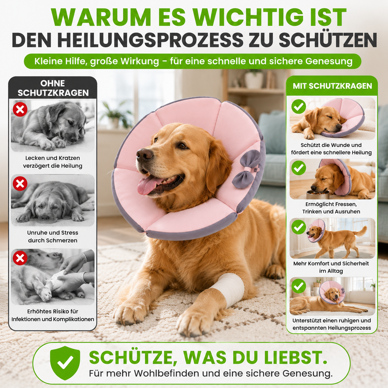 Weicher Schutzkragen für Hunde nach Operationen