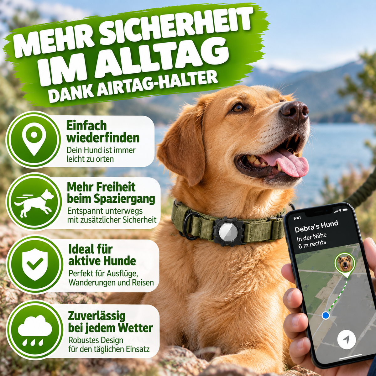 AirTag Hundehalsband mit integrierter Halterung