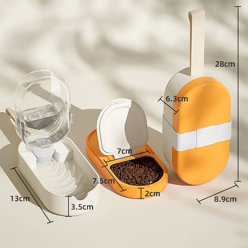 2-in-1-Trinkflasche mit Futterbehälter für Haustiere – tragbar und auslaufsicher