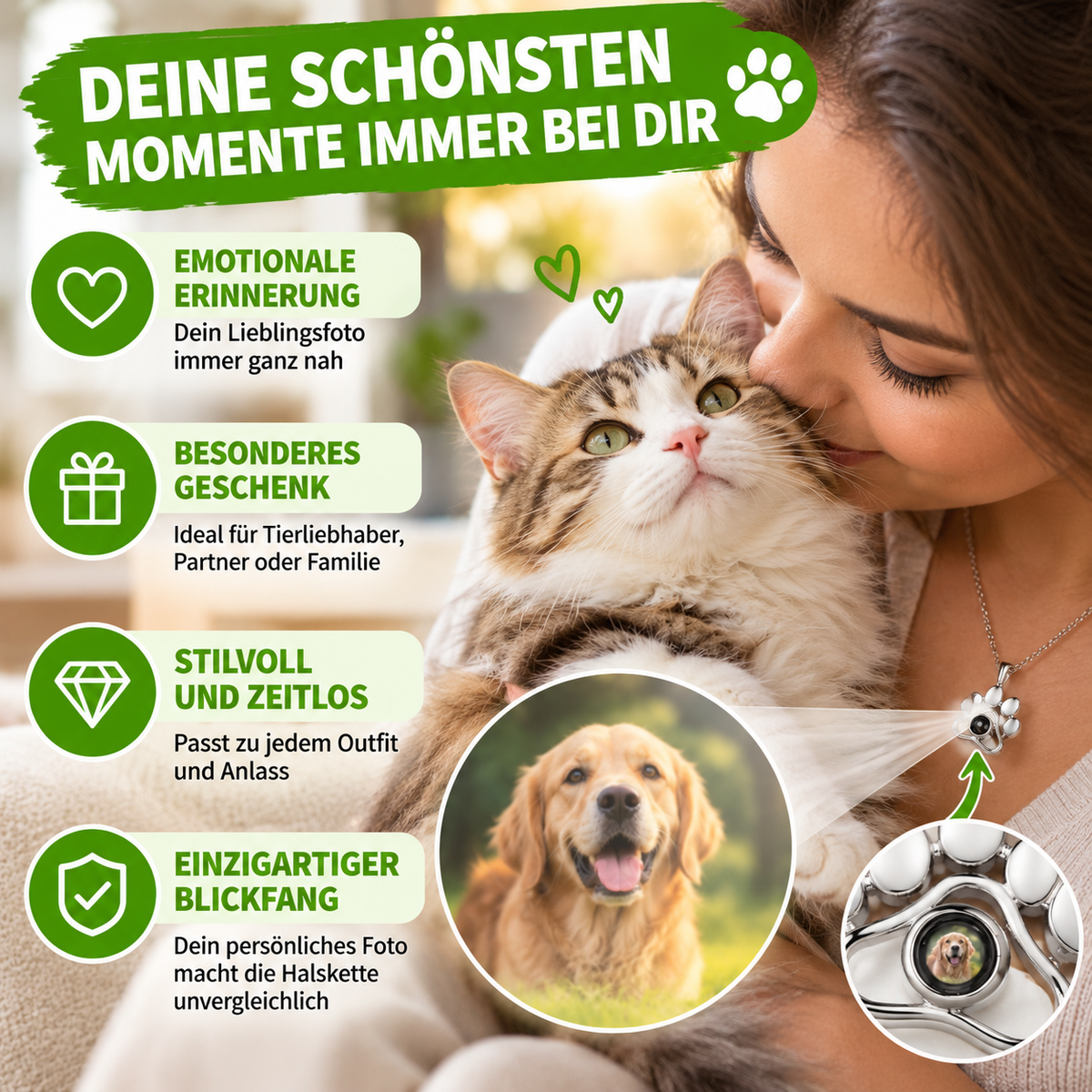Personalisierte Halskette mit Foto Projektion