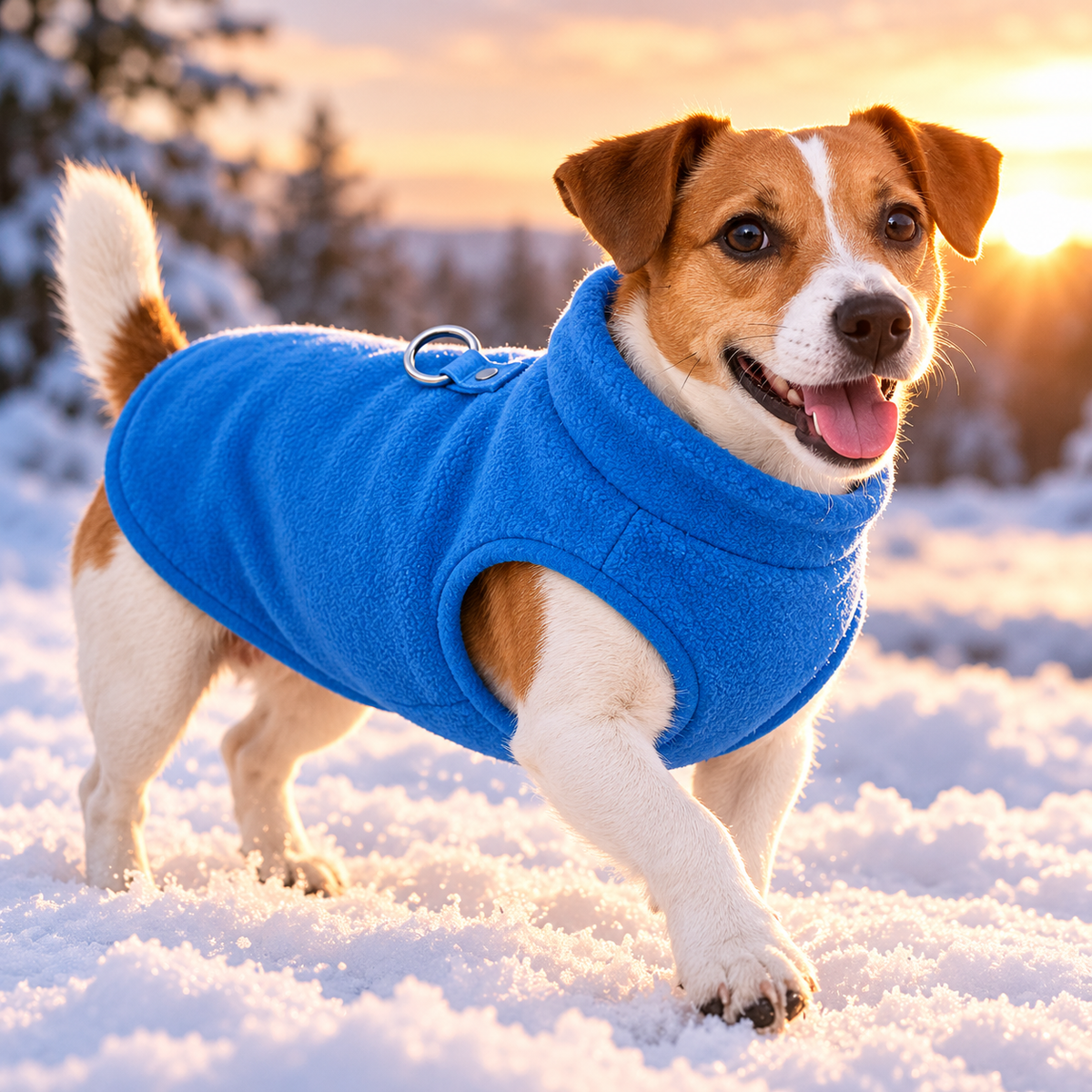 Hunde-Winterjacke aus Fleece mit D-Ring