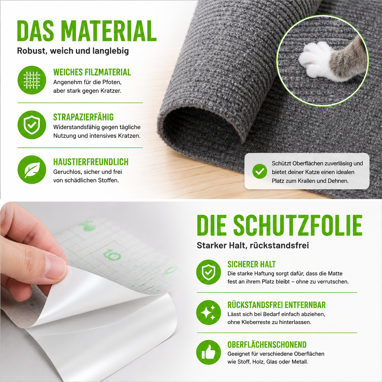 Hochwertige Katzenkratzmatte für Möbel & Wände