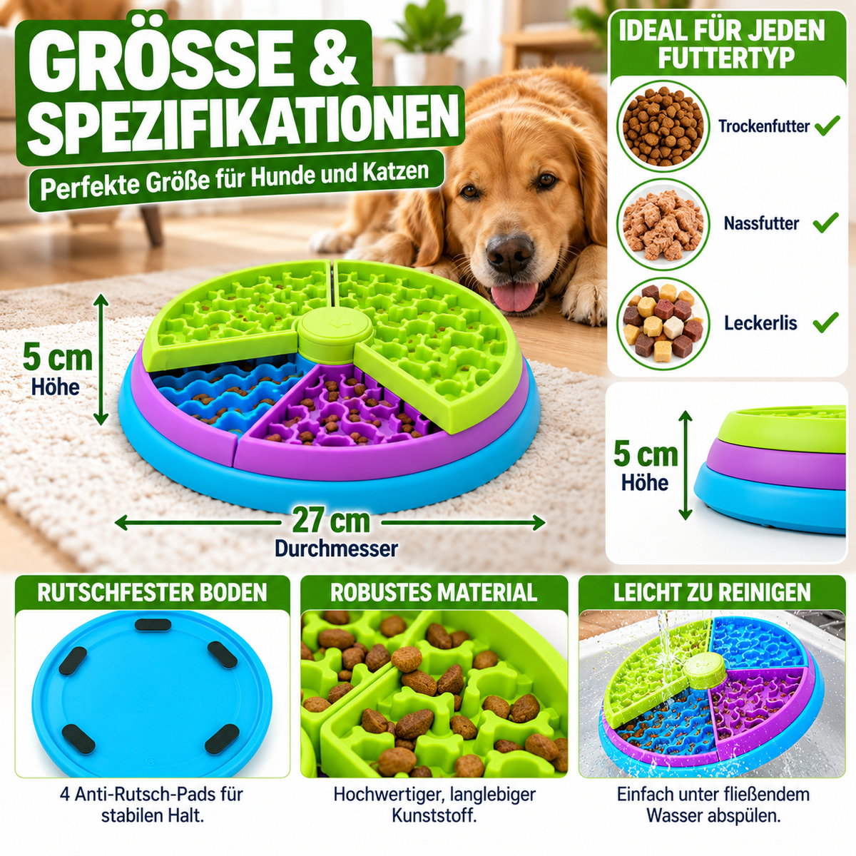 Schlingnapf für Hunde und Katzen mit 3 Ebenen