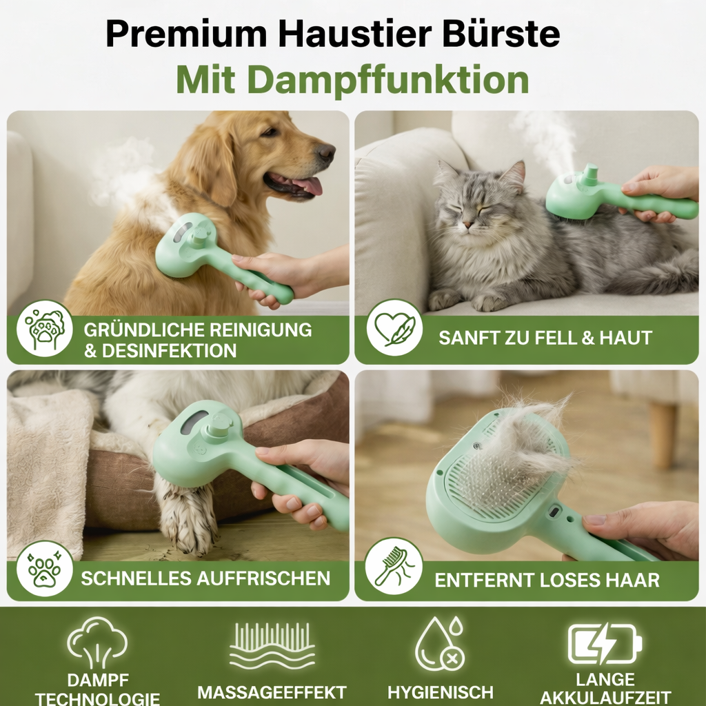Premium Haustierbürste mit Dampffunktion