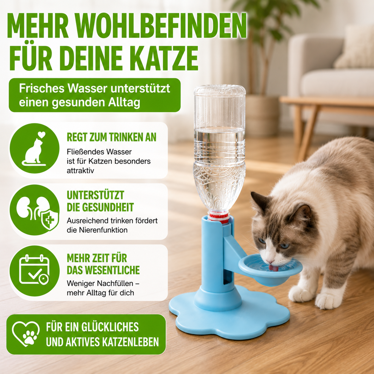 Automatischer Schwerkraft-Trinkspender für Katzen & kleine Hunde