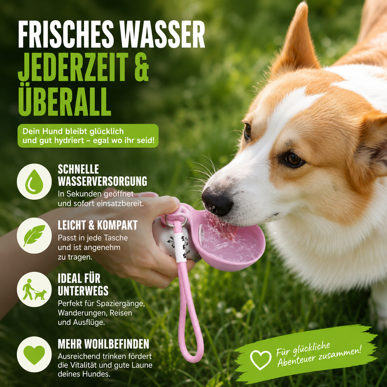 2-in-1 Reise Trinkflasche für Hunde