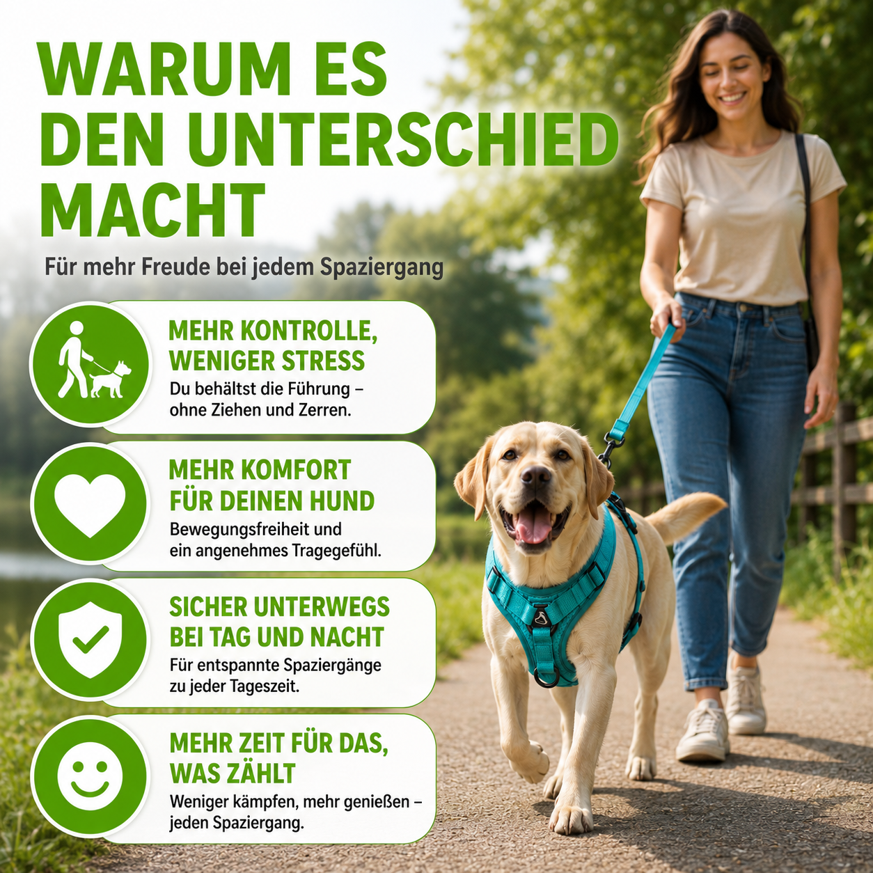 Zugfrei Hundegeschirr & Leinen-Set