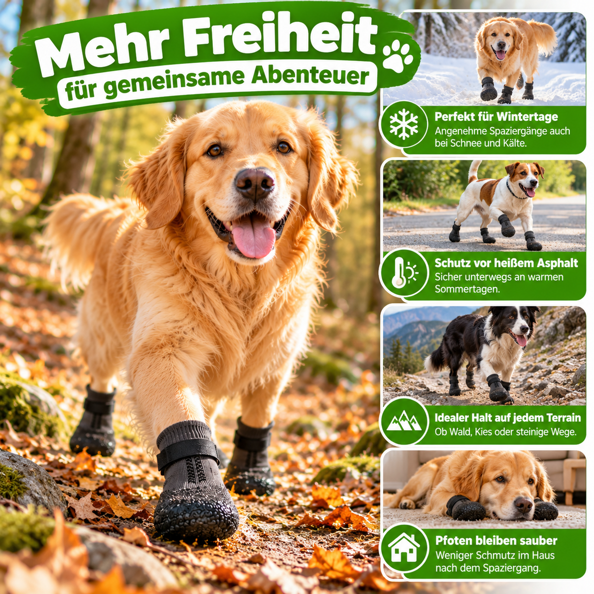Hundeschuhe warm & atmungsaktiv ganzjährig