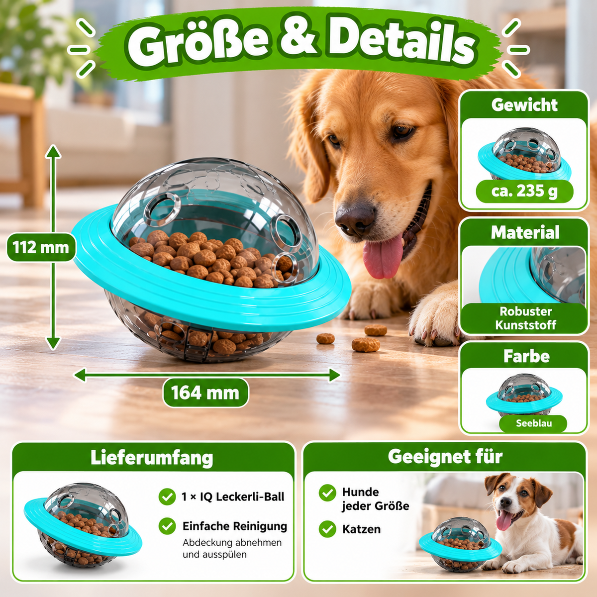 Interaktiver IQ-Leckerli-Ball für Hunde