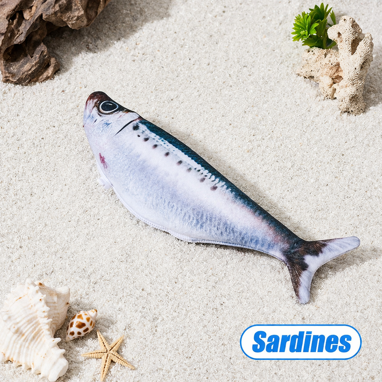 Realistisches Katzen Fischspielzeug mit Bewegun Sardines