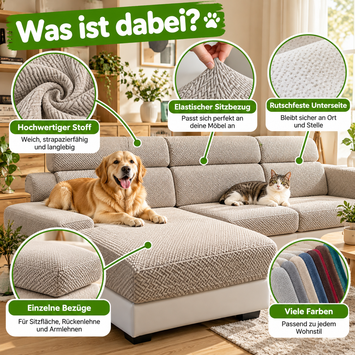 Möbel-Schutzbezug gegen Fell & Kratzer waschbar
