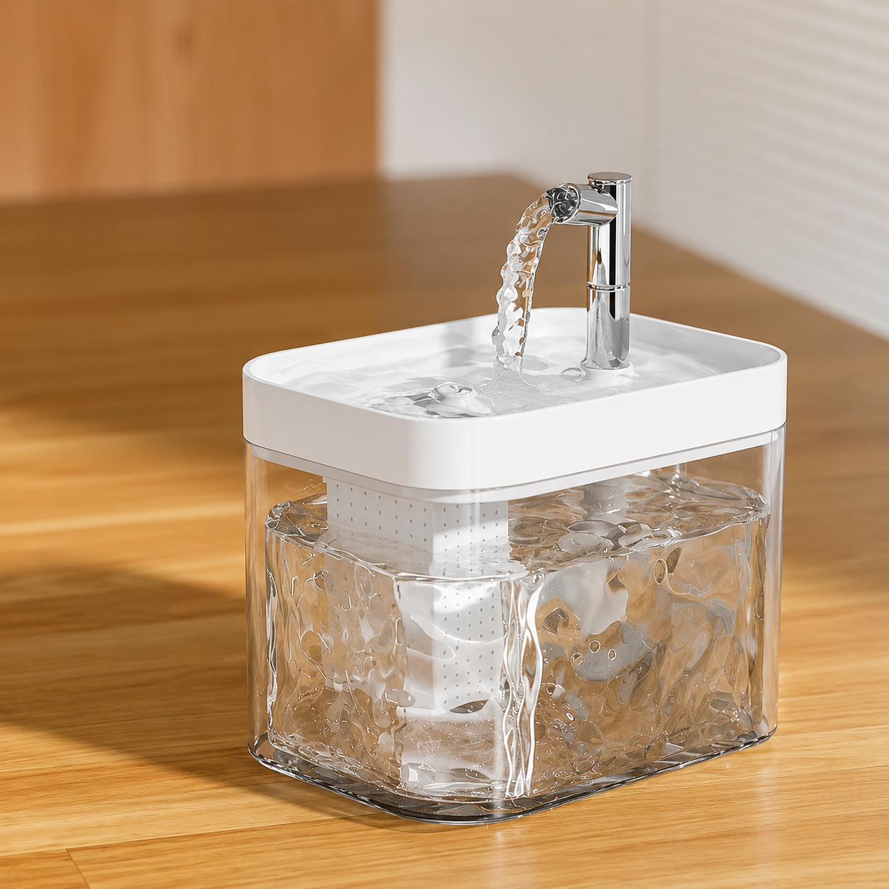 Leiser Katzen Trinkbrunnen mit Filter 1,5L