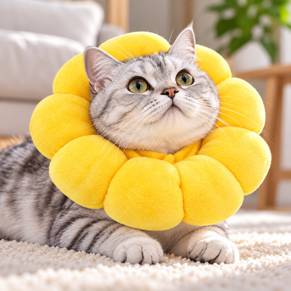 Weiche Sonnenblumen Schutzkrause für Katzen