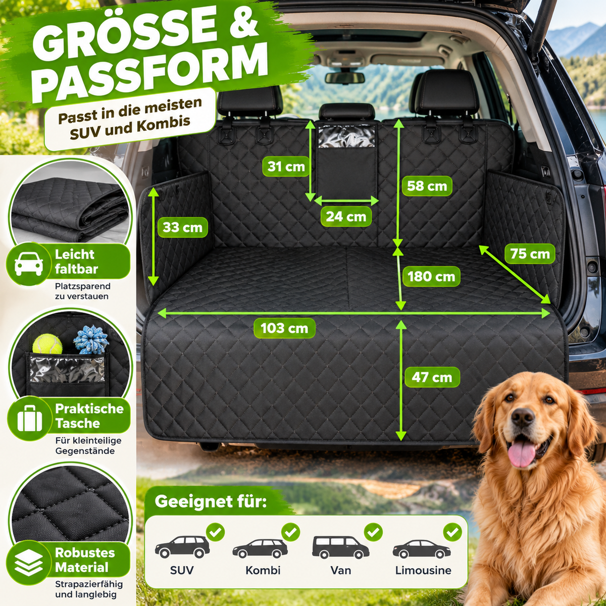 Wasserdichte SUV Kofferraummatte für Hunde