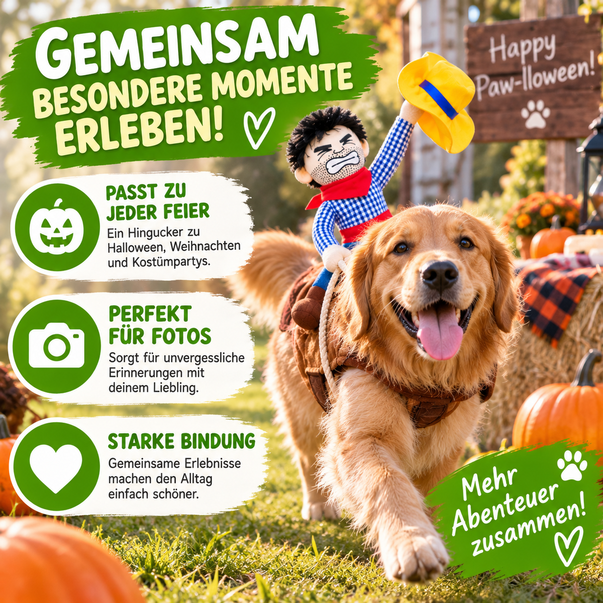 Cowboy-Kostüm für Hunde & Katzen mit Reiterfigur