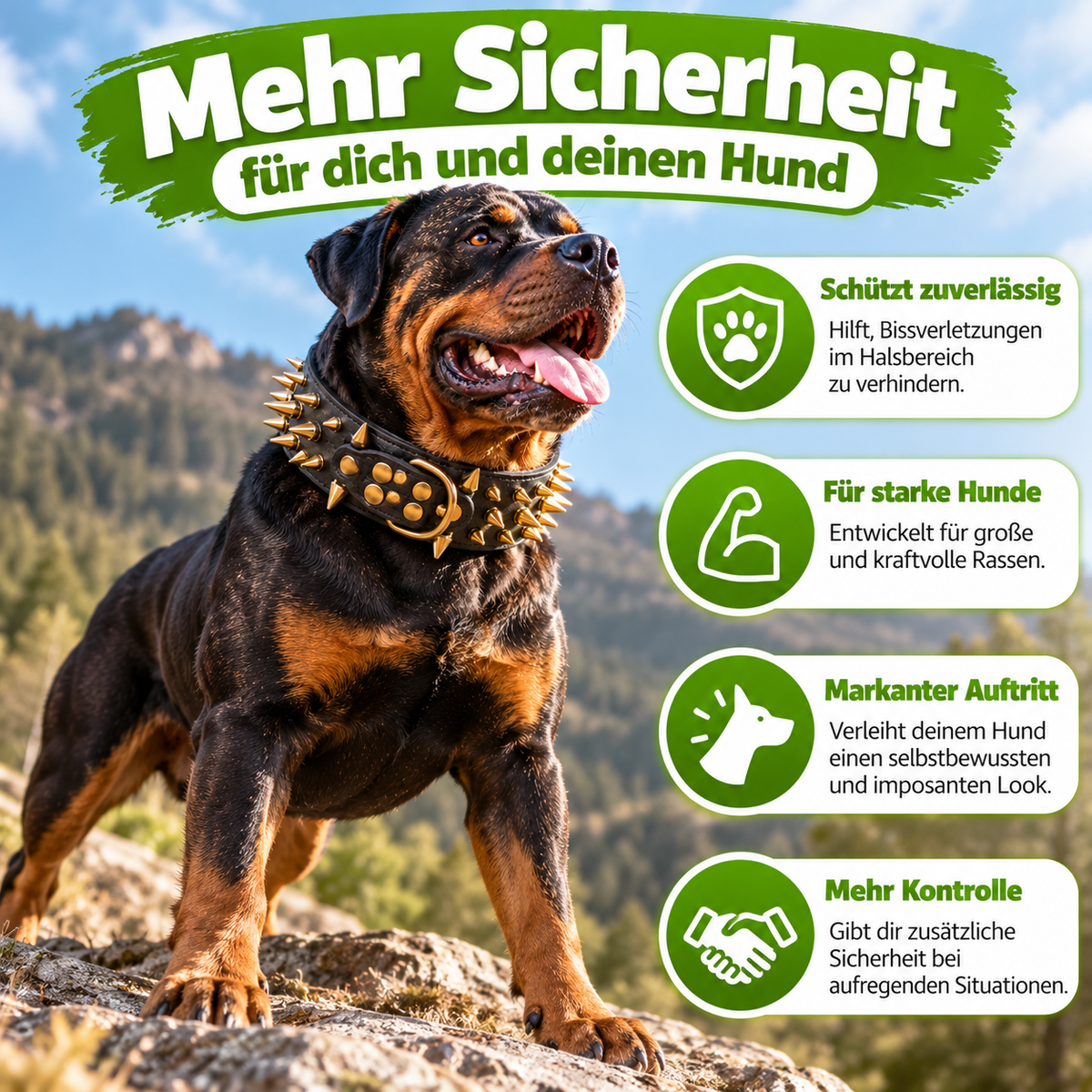 Hundehalsband mit Nieten für große Hunde