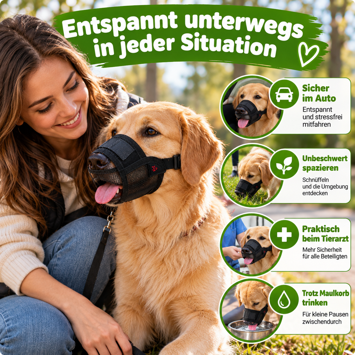Atmungsaktiver Hundemaulkorb verstellbar