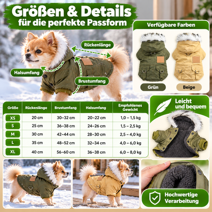 Hunde-Winterjacke mit Kapuze für kleine Hunde
