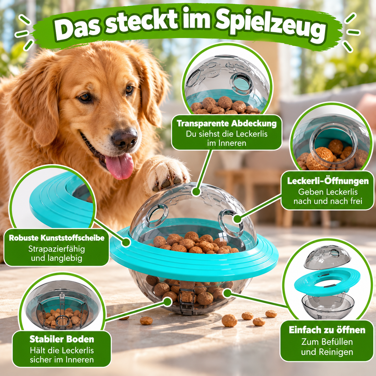 Interaktiver IQ-Leckerli-Ball für Hunde