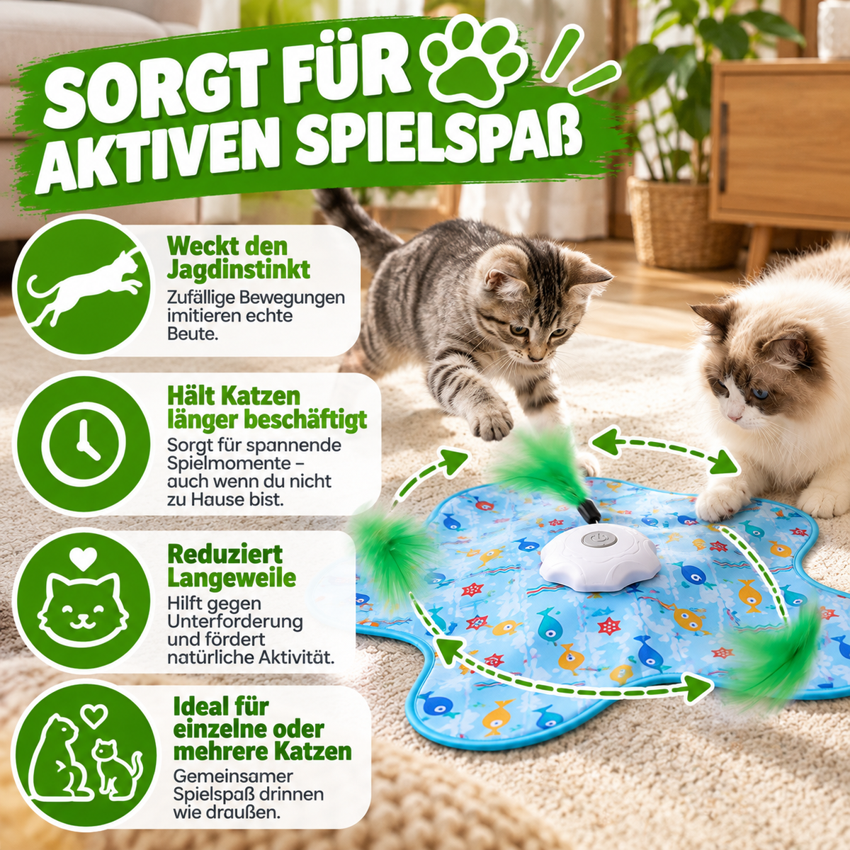 Elektrisches Versteckspiel Katzenspielzeug mit Feder & Sensor