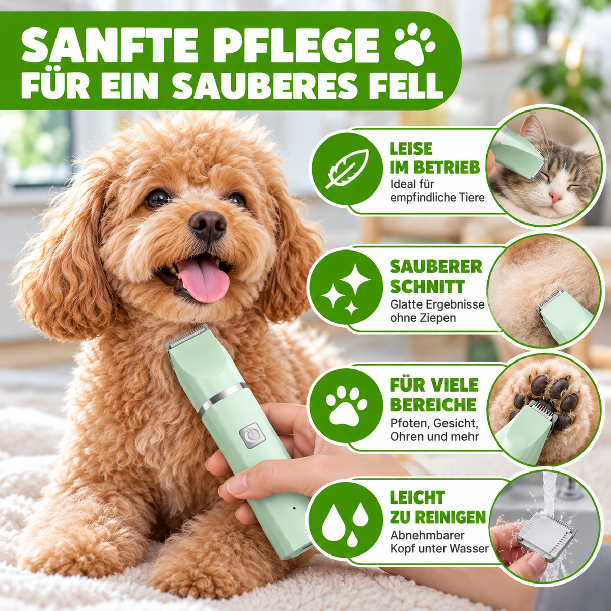 4-in-1 Haustier-Trimmer wasserdicht & leise