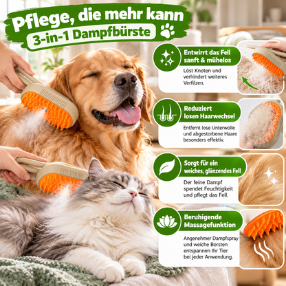 3-in-1 Elektrische Dampfbürste für Hunde & Katzen