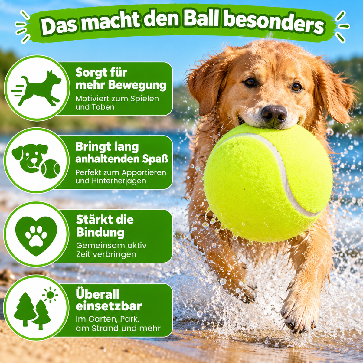 Extra großer Tennisball für Hunde