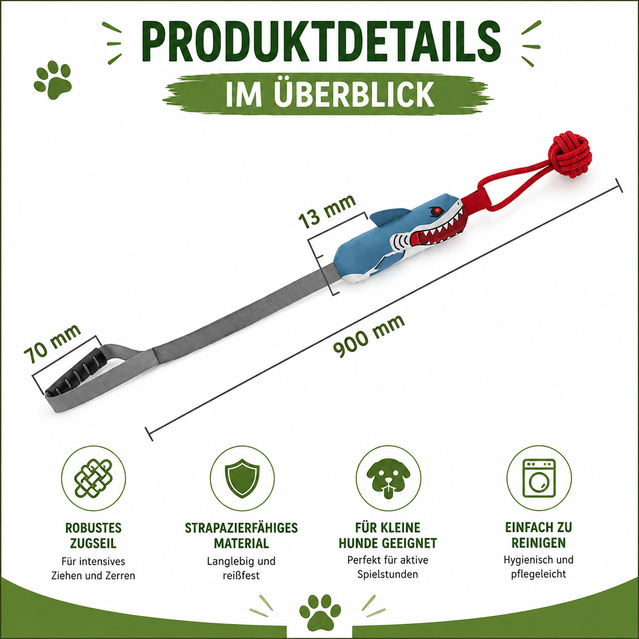 HaiZug Hundespielzeug mit Zugseil