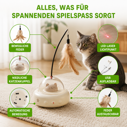 Smartes Katzen Spielzeug mit LED Laser & Feder
