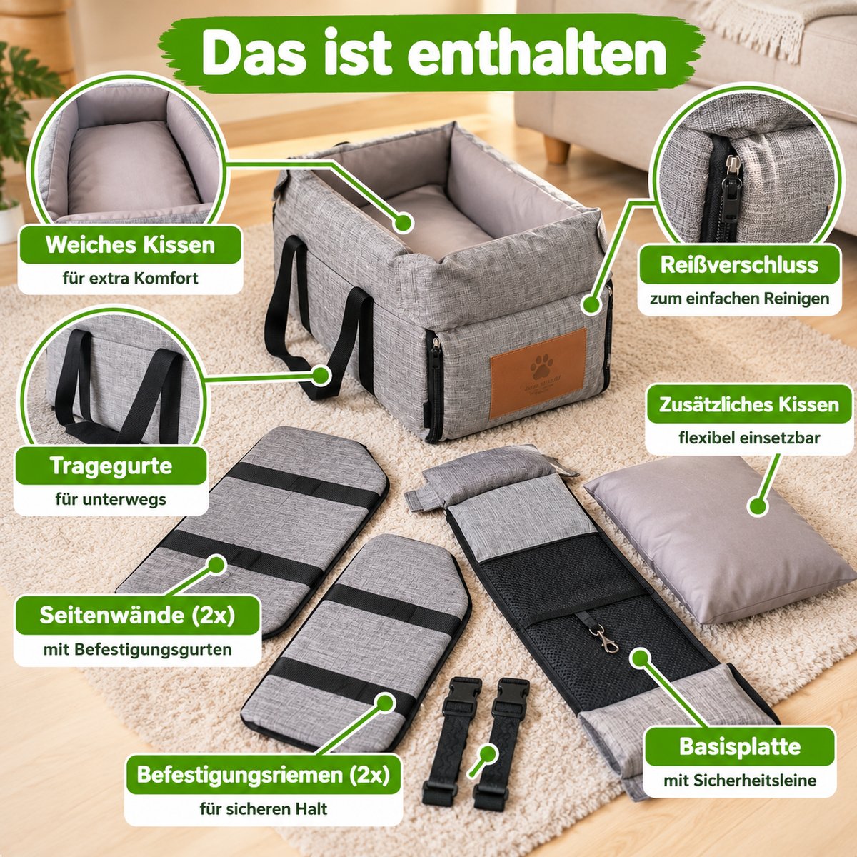 Auto Hundesitz für Mittelkonsole kleine Hunde & Katzen