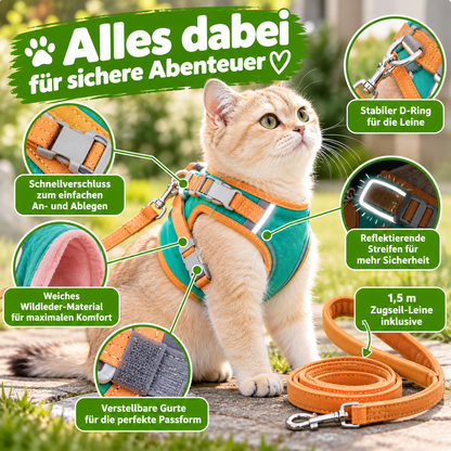 Reflektierende Katzenleine und Geschirr