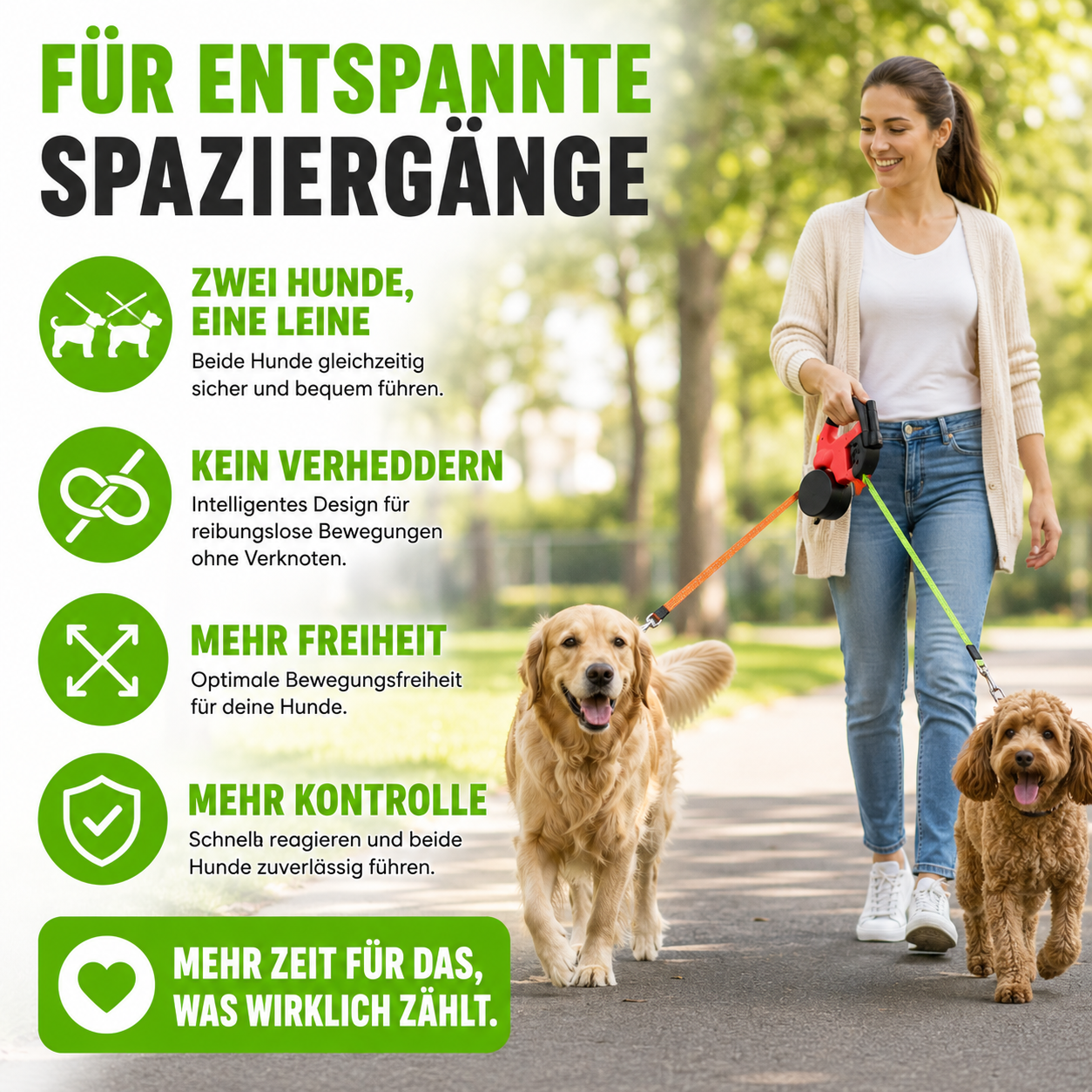 Praktische Anti Wickel Doppel Hundeleine