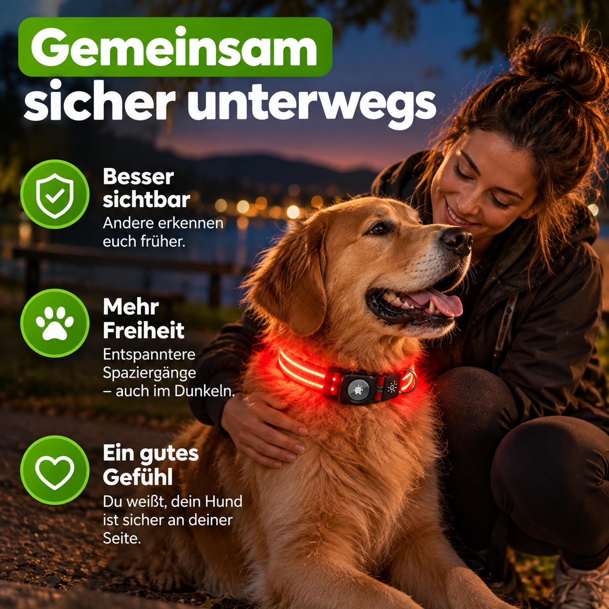 LED-Hundehalsband mit AirTag-Halterung