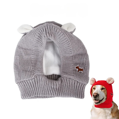 Kuschelige Strickmütze für Hunde Grau