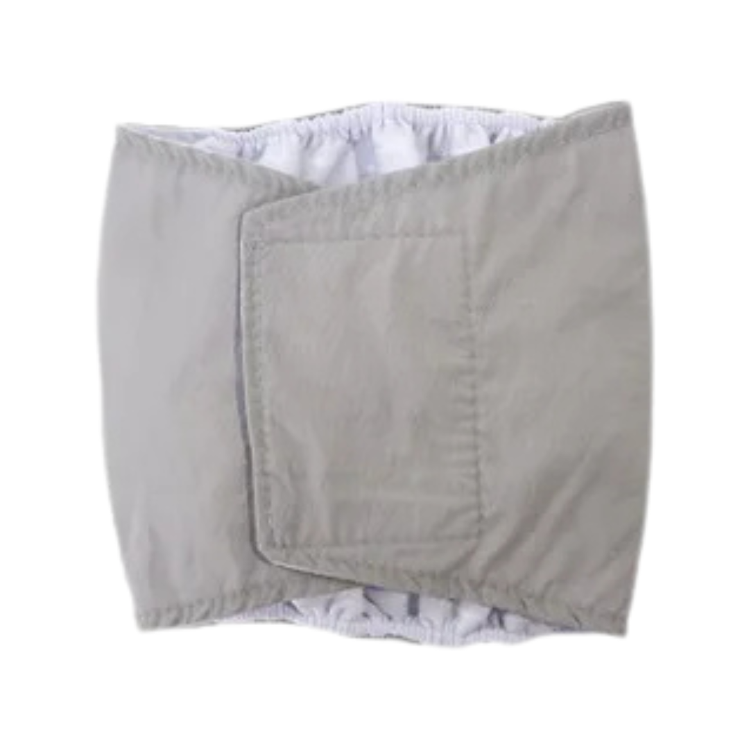 Waschbare Hundewindeln mit Klett & Schwanzöffnung Grau