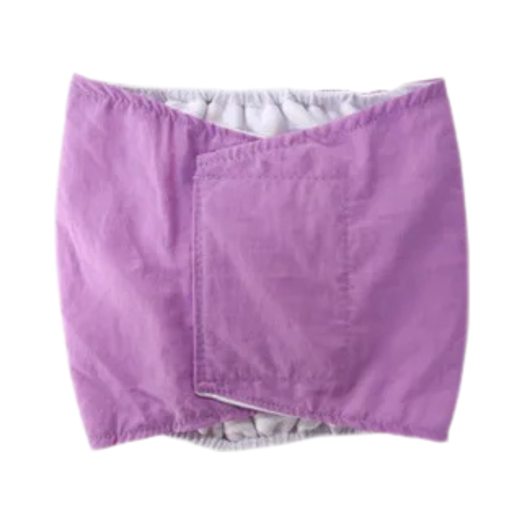 Waschbare Hundewindeln mit Klett & Schwanzöffnung Lila