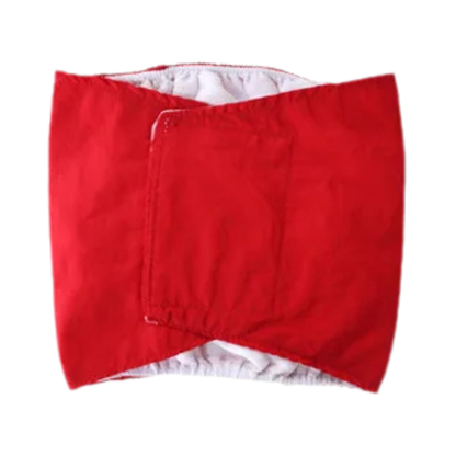 Waschbare Hundewindeln mit Klett & Schwanzöffnung Rot