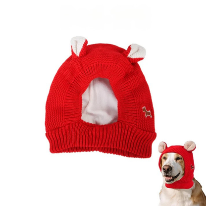 Kuschelige Strickmütze für Hunde Rot