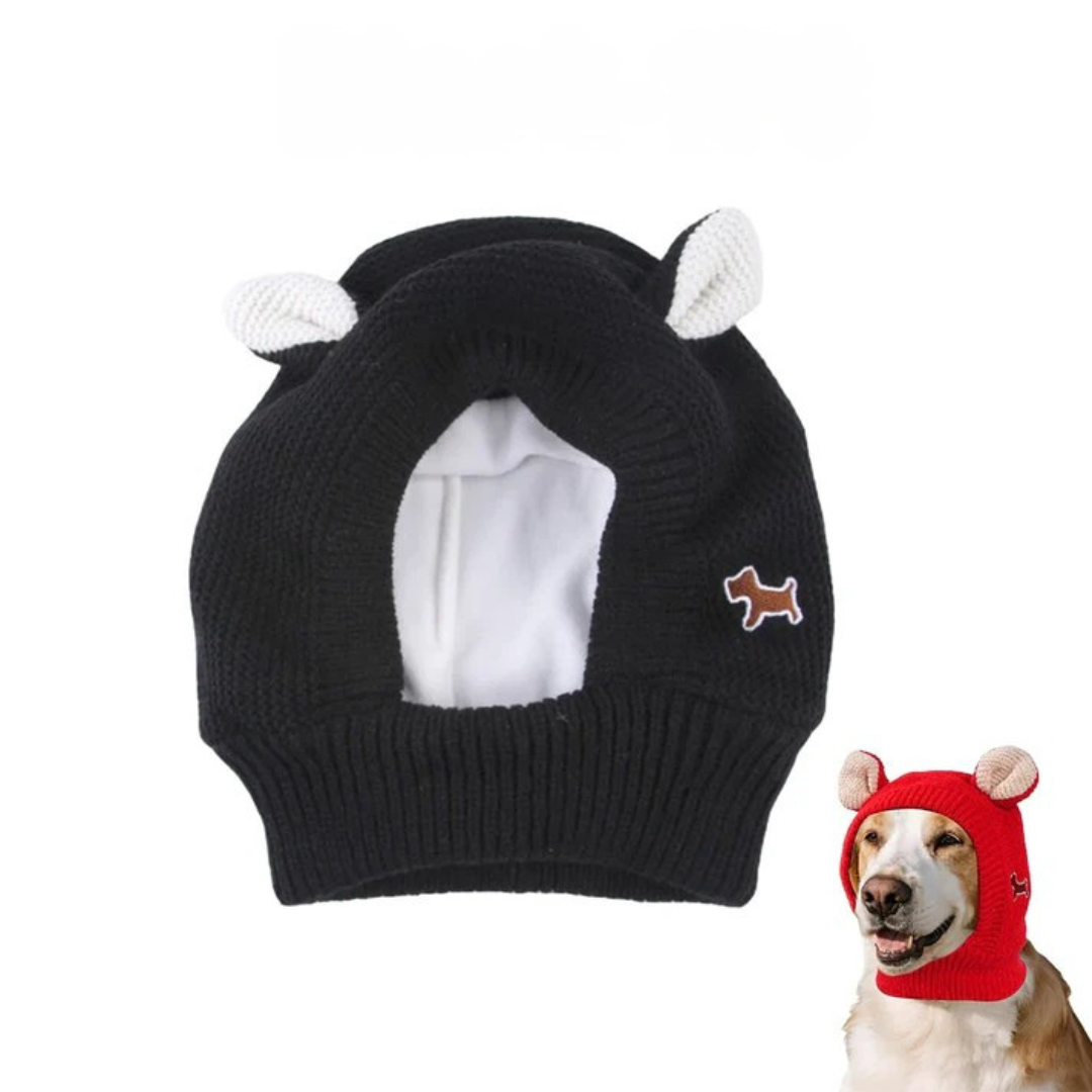Kuschelige Strickmütze für Hunde Schwarz