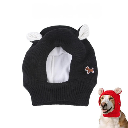 Kuschelige Strickmütze für Hunde Schwarz