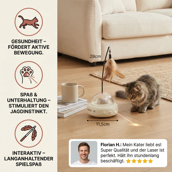 Smartes Katzen Spielzeug mit LED Laser & Feder