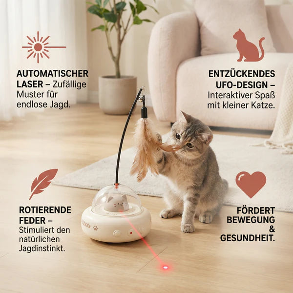 Smartes Katzen Spielzeug mit LED Laser & Feder