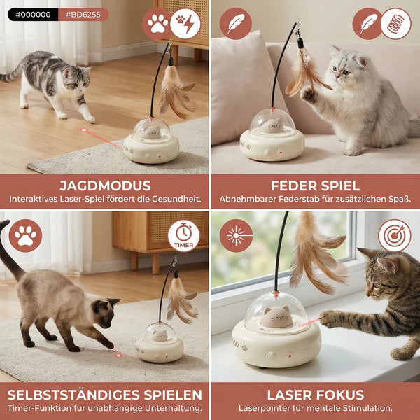 Smartes Katzen Spielzeug mit LED Laser & Feder