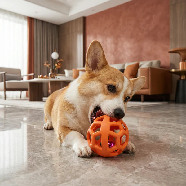 Kauball aus Naturgummi mit Glocke